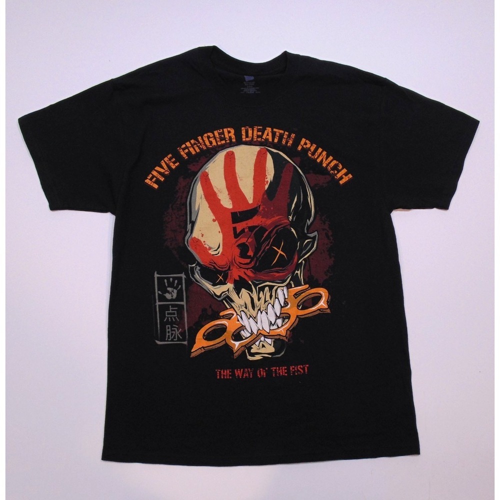 Five Finger Death Punch Shirt Men's L Black The Way Of The Fist Band Tee Adult